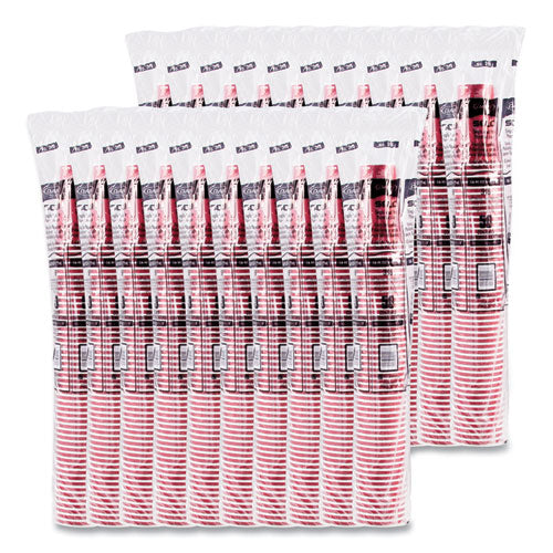 Image of SOLO® 316SI-0041 Paper Hot Drink Cups in Bistro Design, 16 oz, Maroon, 50/Pack