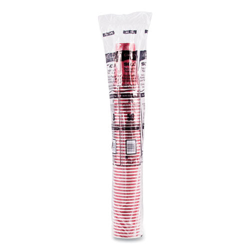 Image of SOLO® 316SI-0041 Paper Hot Drink Cups in Bistro Design, 16 oz, Maroon, 50/Pack