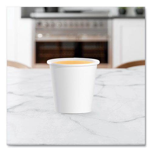 Image of SOLO® 374W-2050 Single-Sided Poly Paper Hot Cups, 4 oz, White, 50 Bag, 20 Bags/Carton