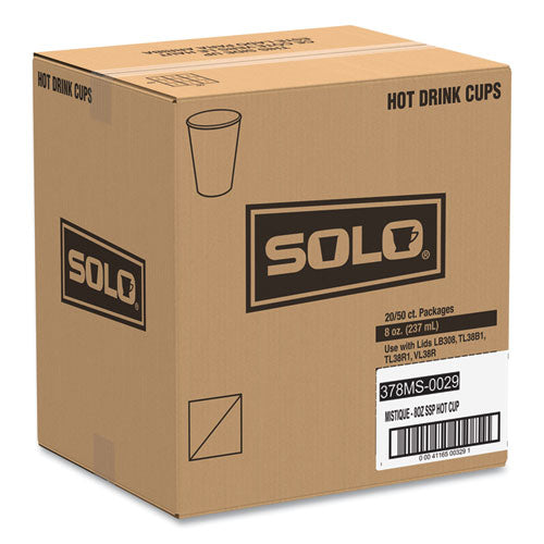 Image of SOLO® 378MS-0029 Mistique Polycoated Hot Paper Cups, 8 oz, Brown, 50/Sleeve, 20 Sleeves/Carton