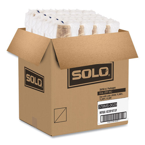 Image of SOLO® 378MS-0029 Mistique Polycoated Hot Paper Cups, 8 oz, Brown, 50/Sleeve, 20 Sleeves/Carton