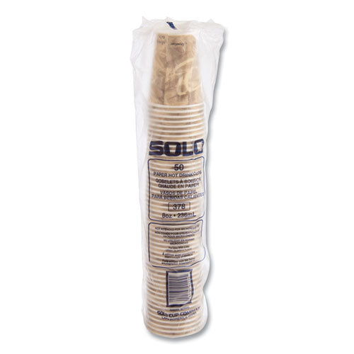 Image of SOLO® 378MS-0029 Mistique Polycoated Hot Paper Cups, 8 oz, Brown, 50/Sleeve, 20 Sleeves/Carton