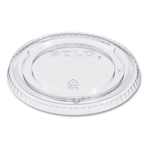 Image of SOLO® 626TP PETE Plastic Flat Cold Cup Lids, Fits 12 oz to 24 oz Cold Cups, Clear, 1,000/Carton