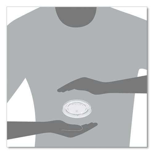Image of SOLO® 626TP PETE Plastic Flat Cold Cup Lids, Fits 12 oz to 24 oz Cold Cups, Clear, 1,000/Carton