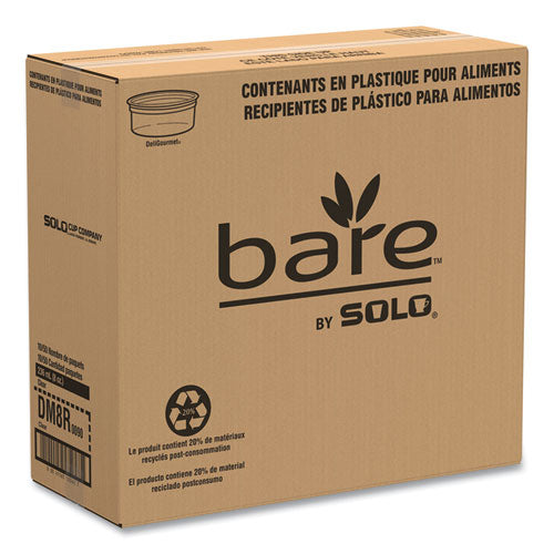 Image of SOLO® DM8R-0090 Bare Eco-Forward RPET Deli Containers, ProPlanet Seal, 8 oz, 4.6" Diameter x 1.8" h, Clear, Plastic, 500/Carton