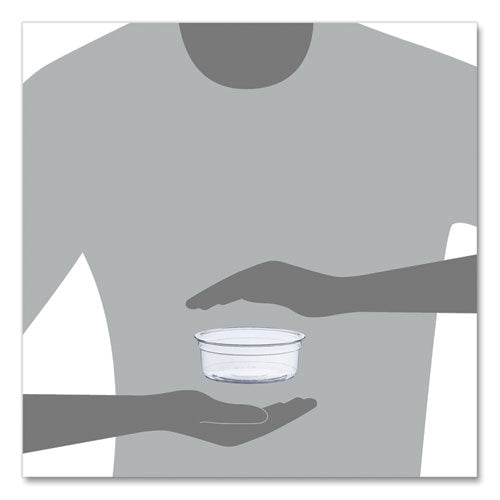 Image of SOLO® DM8R-0090 Bare Eco-Forward RPET Deli Containers, ProPlanet Seal, 8 oz, 4.6" Diameter x 1.8" h, Clear, Plastic, 500/Carton