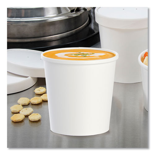 Image of SOLO® H4165-2050 Flexstyle Double Poly Paper Containers, 16 oz, White, Paper, 25/Pack, 20 Packs/Carton