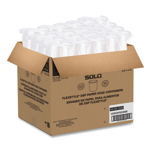 Image of SOLO® H4165-2050 Flexstyle Double Poly Paper Containers, 16 oz, White, Paper, 25/Pack, 20 Packs/Carton