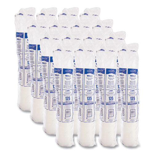 Image of SOLO® L16BL-0100 Polystyrene Plastic Flat Straw-Slot Cold Cup Lids, Fits 12 oz to 24 oz Cold Cups, Plastic, Translucent, 125/Pack, 16 Packs/CT