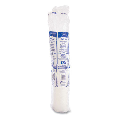 Image of SOLO® L16BL-0100 Polystyrene Plastic Flat Straw-Slot Cold Cup Lids, Fits 12 oz to 24 oz Cold Cups, Plastic, Translucent, 125/Pack, 16 Packs/CT