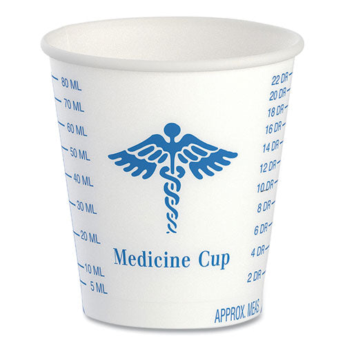 Image of SOLO® R3-43107 Paper Medical and Dental Graduated Cups, ProPlanet Seal, 3 oz, Paper, White/Blue, 100/Bag, 50 Bags/Carton