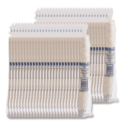 Image of SOLO® R3-43107 Paper Medical and Dental Graduated Cups, ProPlanet Seal, 3 oz, Paper, White/Blue, 100/Bag, 50 Bags/Carton