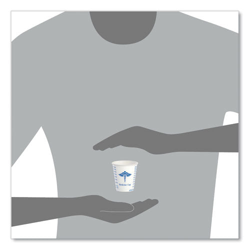 Image of SOLO® R3-43107 Paper Medical and Dental Graduated Cups, ProPlanet Seal, 3 oz, Paper, White/Blue, 100/Bag, 50 Bags/Carton