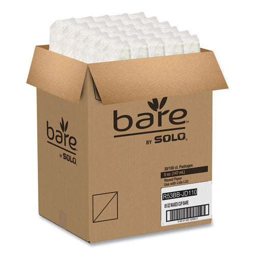 Image of SOLO® R53BB-JD110 Bare Eco-Forward Paper Cold Cups, ProPlanet Seal, 5 oz, Green/White, 100/Sleeve, 30 Sleeves/Carton