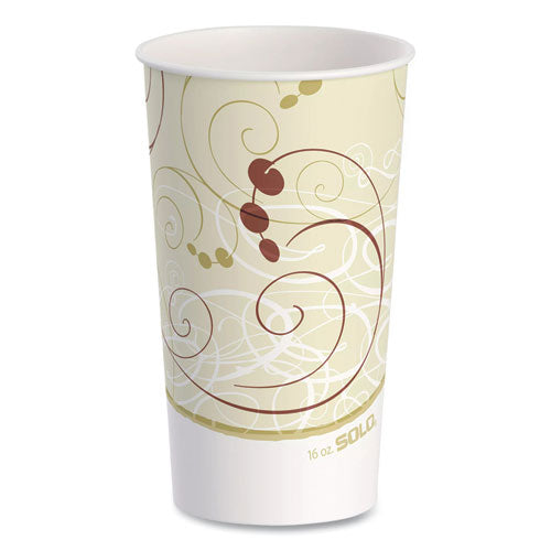 Image of SOLO® RP16P-J8000 Double Sided Poly (DSP) Paper Cold Cups, 16 oz, Beige/White/Red, 50/Sleeve, 20 Sleeves/Carton