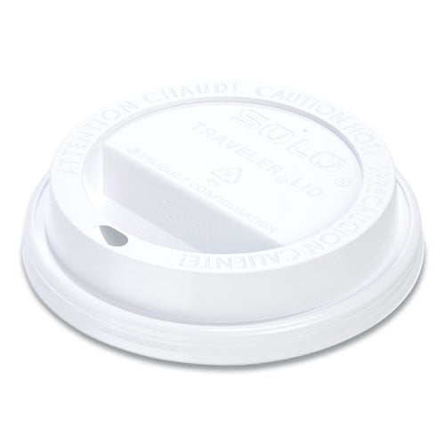 Image of SOLO® TL31R2-0007 Traveler Cappuccino Style Dome Lid, Fits 10 oz Hot Cups, Plastic, White, 100/Pack, 10 Packs/Carton