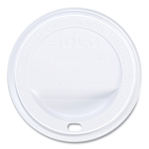 Image of SOLO® TL31R2-0007 Traveler Cappuccino Style Dome Lid, Fits 10 oz Hot Cups, Plastic, White, 100/Pack, 10 Packs/Carton