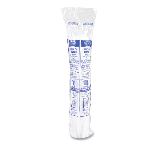 Image of SOLO® TL31R2-0007 Traveler Cappuccino Style Dome Lid, Fits 10 oz Hot Cups, Plastic, White, 100/Pack, 10 Packs/Carton