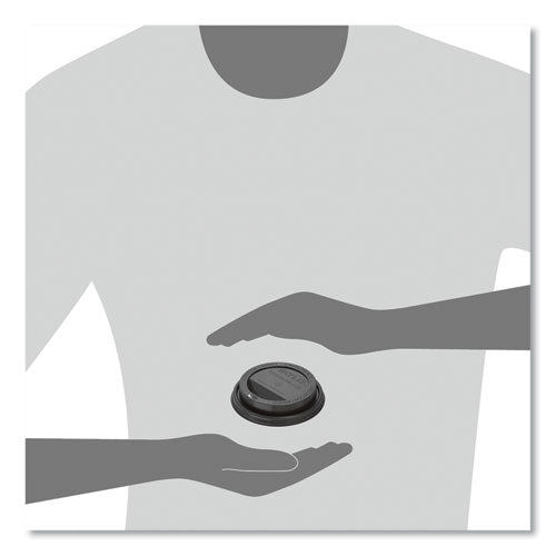Image of SOLO® TLB316-0004 Traveler Cappuccino Style Dome Lid, Fits 10 oz to 24 oz Hot Cups, Plastic, Black, 100/Sleeve, 10 Sleeves/Carton