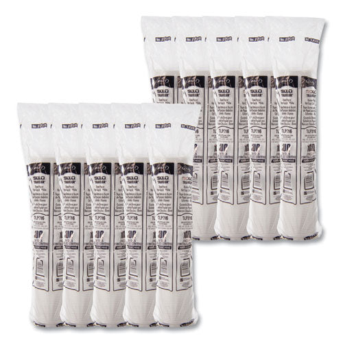 Image of SOLO® TLP316-0007 Traveler Cappuccino Style Dome Lid, Fits 10 oz to 24 oz Hot Cups, Plastic, White, 100/Pack, 10 Packs/Carton