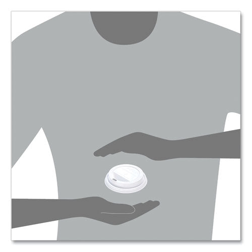 Image of SOLO® TLP316-0007 Traveler Cappuccino Style Dome Lid, Fits 10 oz to 24 oz Hot Cups, Plastic, White, 100/Pack, 10 Packs/Carton