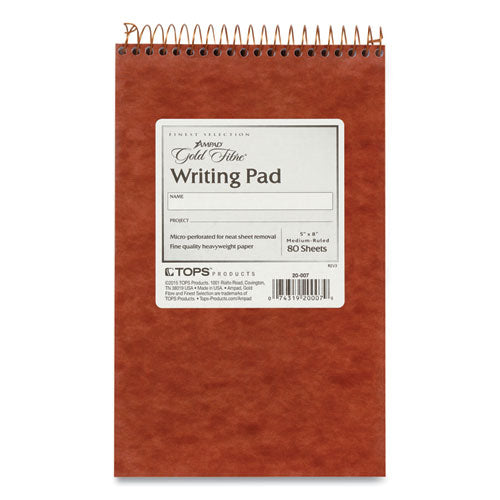 Image of AmpadÂ® Gold Fibre Retro Wirebound Writing Pads, Medium/College Rule, Red Cover, 80 White 5 x 8 Sheets