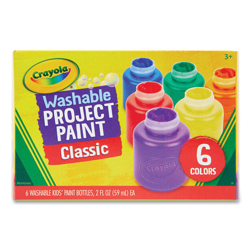 Image of Crayola® 541204 Washable Paint, 6 Assorted Colors, 2 Oz Bottle, 6/pack