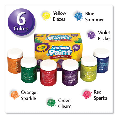Image of Crayola® 542400 Washable Paint, 6 Assorted Classic Colors, 2 Oz Bottle, 6/pack