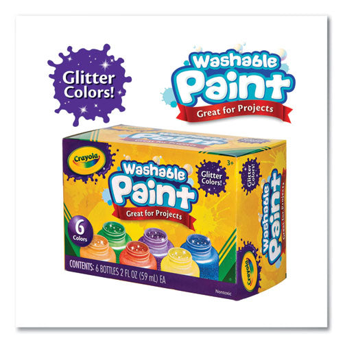 Image of Crayola® 542400 Washable Paint, 6 Assorted Classic Colors, 2 Oz Bottle, 6/pack