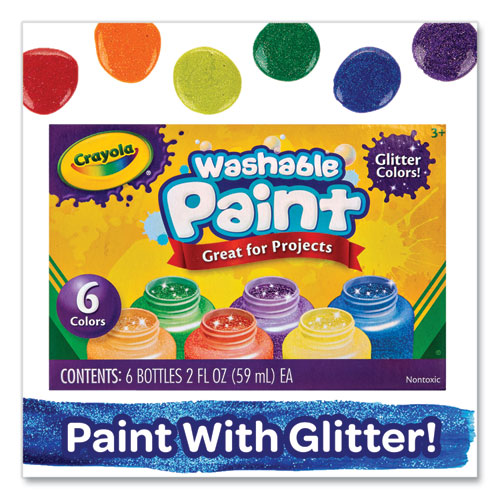 Image of Crayola® 542400 Washable Paint, 6 Assorted Classic Colors, 2 Oz Bottle, 6/pack