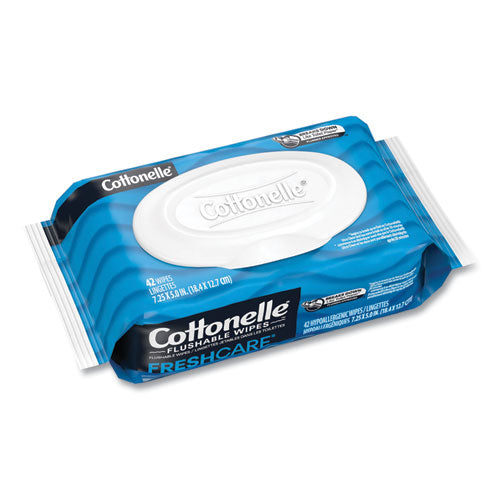 Image of Cottonelle® 44932 Fresh Care Flushable Cleansing Cloths, 1-Ply, 3.75 x 5.5, White, 42/Pack