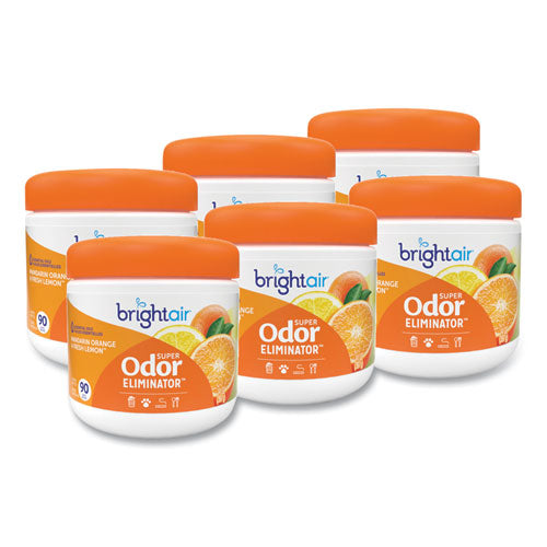 Image of BRIGHT Air® BRI 900013 Super Odor Eliminator, Mandarin Orange And Fresh Lemon, 14 Oz Jar, 6/carton