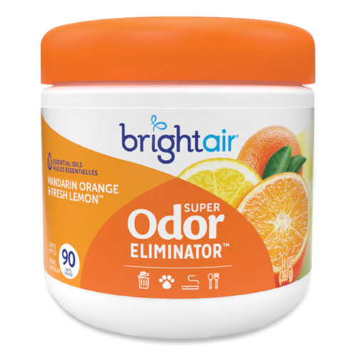 Image of BRIGHT Air® BRI 900013 Super Odor Eliminator, Mandarin Orange And Fresh Lemon, 14 Oz Jar, 6/carton