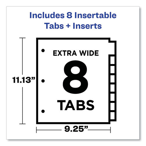 Image of Avery® 11222 Insertable Big Tab Dividers, 8-Tab, 11.13 x 9.25, White, Assorted Tabs, 1 Set