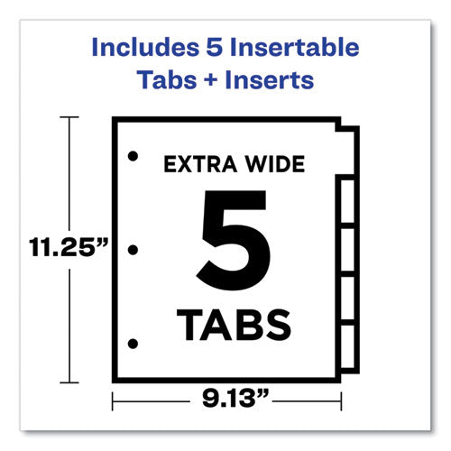 Image of Avery® 11270 Insertable Dividers w/Single Pockets, 5-Tab, 11.25 x 9.13, White, 1 Set