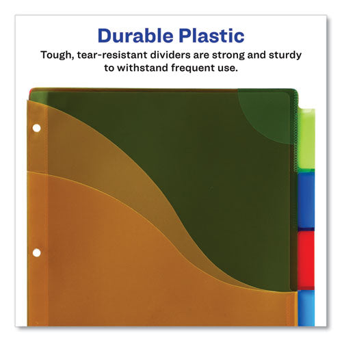 Image of Avery® 11273 Insertable Big Tab Plastic Three-Pocket Corner Lock Dividers, 5-Tab, 11.13 X 9.25, Assorted, 1 Set