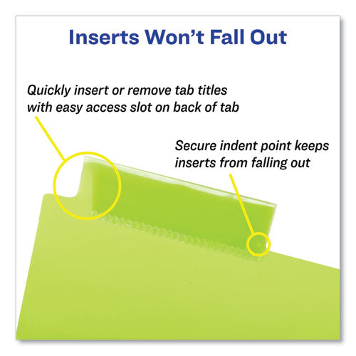 Image of Avery® 11273 Insertable Big Tab Plastic Three-Pocket Corner Lock Dividers, 5-Tab, 11.13 X 9.25, Assorted, 1 Set
