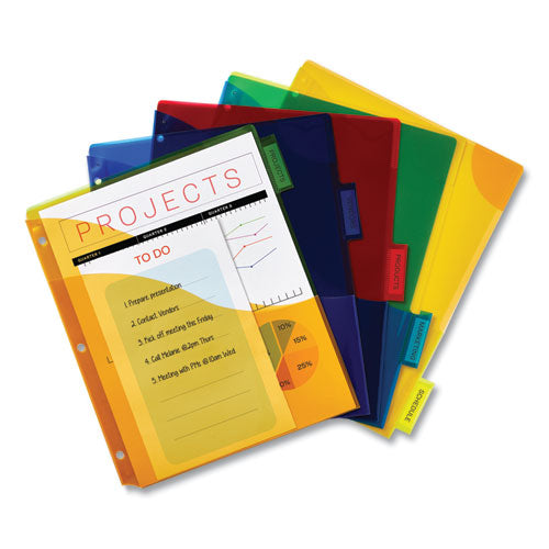 Image of Avery® 11273 Insertable Big Tab Plastic Three-Pocket Corner Lock Dividers, 5-Tab, 11.13 X 9.25, Assorted, 1 Set