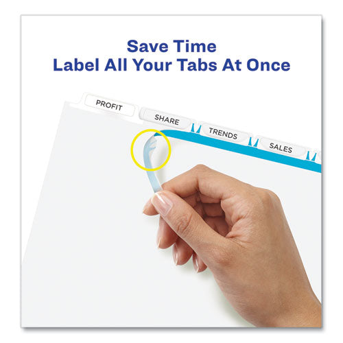 Image of Avery® 11438 Print and Apply Index Maker Clear Label Dividers, Extra Wide Tab, 5-Tab, White Tabs, 11.25 x 9.25, White, 1 Set