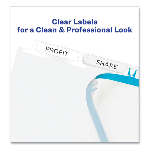Image of Avery® 11438 Print and Apply Index Maker Clear Label Dividers, Extra Wide Tab, 5-Tab, White Tabs, 11.25 x 9.25, White, 1 Set