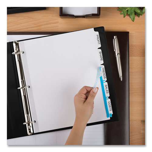 Image of Avery® 11438 Print and Apply Index Maker Clear Label Dividers, Extra Wide Tab, 5-Tab, White Tabs, 11.25 x 9.25, White, 1 Set