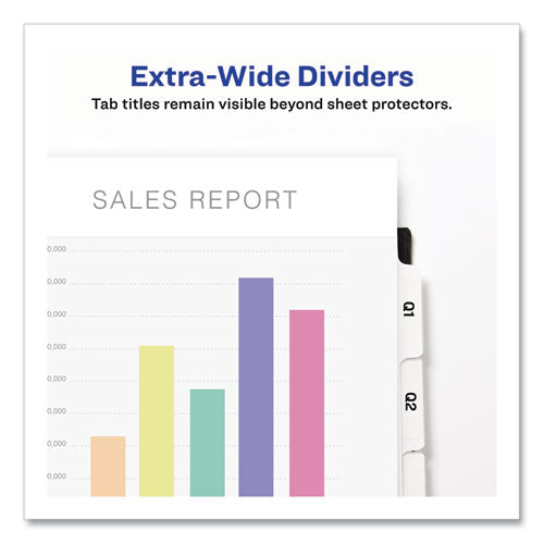 Image of Avery® AVE11440 Print and Apply Index Maker Clear Label Dividers, Extra Wide Tab, 5-Tab, White Tabs, 11.25 x 9.25, White, 5 Sets