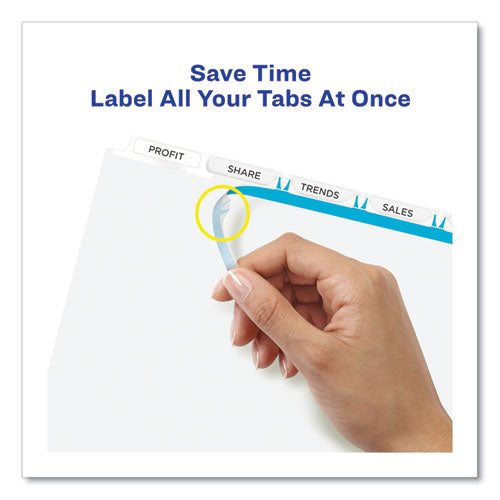Image of Avery® AVE11440 Print and Apply Index Maker Clear Label Dividers, Extra Wide Tab, 5-Tab, White Tabs, 11.25 x 9.25, White, 5 Sets