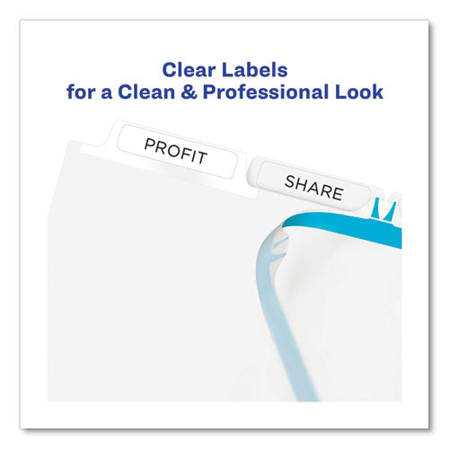 Image of Avery® AVE11440 Print and Apply Index Maker Clear Label Dividers, Extra Wide Tab, 5-Tab, White Tabs, 11.25 x 9.25, White, 5 Sets