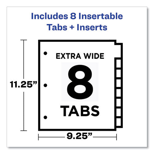 Image of Avery® 11903 Insertable Big Tab Plastic 1-Pocket Dividers, 8-Tab, 11.13 X 9.25, Assorted, 1 Set