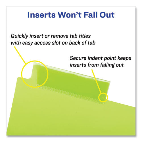 Image of Avery® 11903 Insertable Big Tab Plastic 1-Pocket Dividers, 8-Tab, 11.13 X 9.25, Assorted, 1 Set