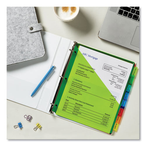 Image of Avery® 11903 Insertable Big Tab Plastic 1-Pocket Dividers, 8-Tab, 11.13 X 9.25, Assorted, 1 Set