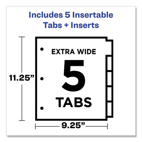 Image of Avery® 11906 Insertable Big Tab Plastic 2-Pocket Dividers, 5-Tab, 11.13 X 9.25, Assorted, 1 Set