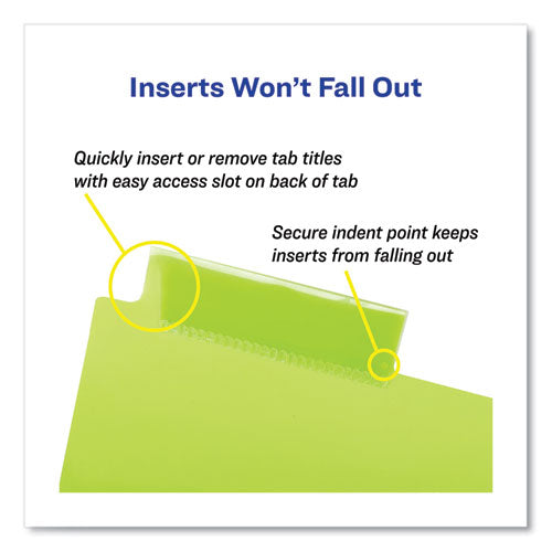 Image of Avery® 11906 Insertable Big Tab Plastic 2-Pocket Dividers, 5-Tab, 11.13 X 9.25, Assorted, 1 Set