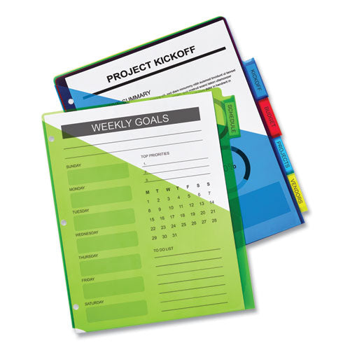 Image of Avery® 11906 Insertable Big Tab Plastic 2-Pocket Dividers, 5-Tab, 11.13 X 9.25, Assorted, 1 Set